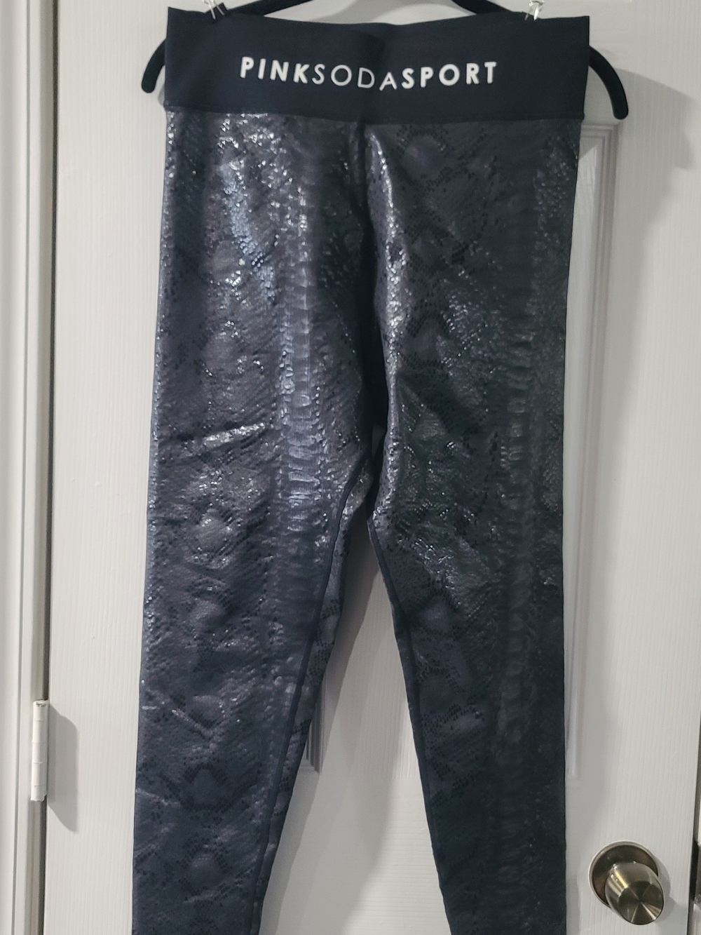 PINKSODASPORT black & gray sequin leggings with snake skin Size M